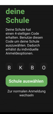 Schulcode eingeben